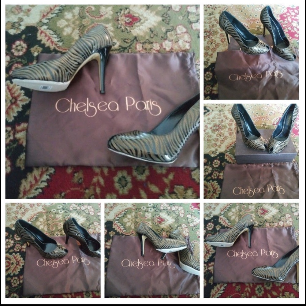CHELSEA PARIS “HONORE” BRN LEATHER GOLD EMBOSSED!